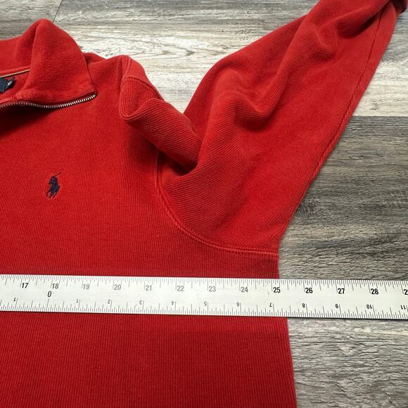 Vintage‎ 90s Polo Ralph Lauren Red Men XL 1/4 Zip Mock Rib Pony Sweater Preppy - Picture 6 of 9